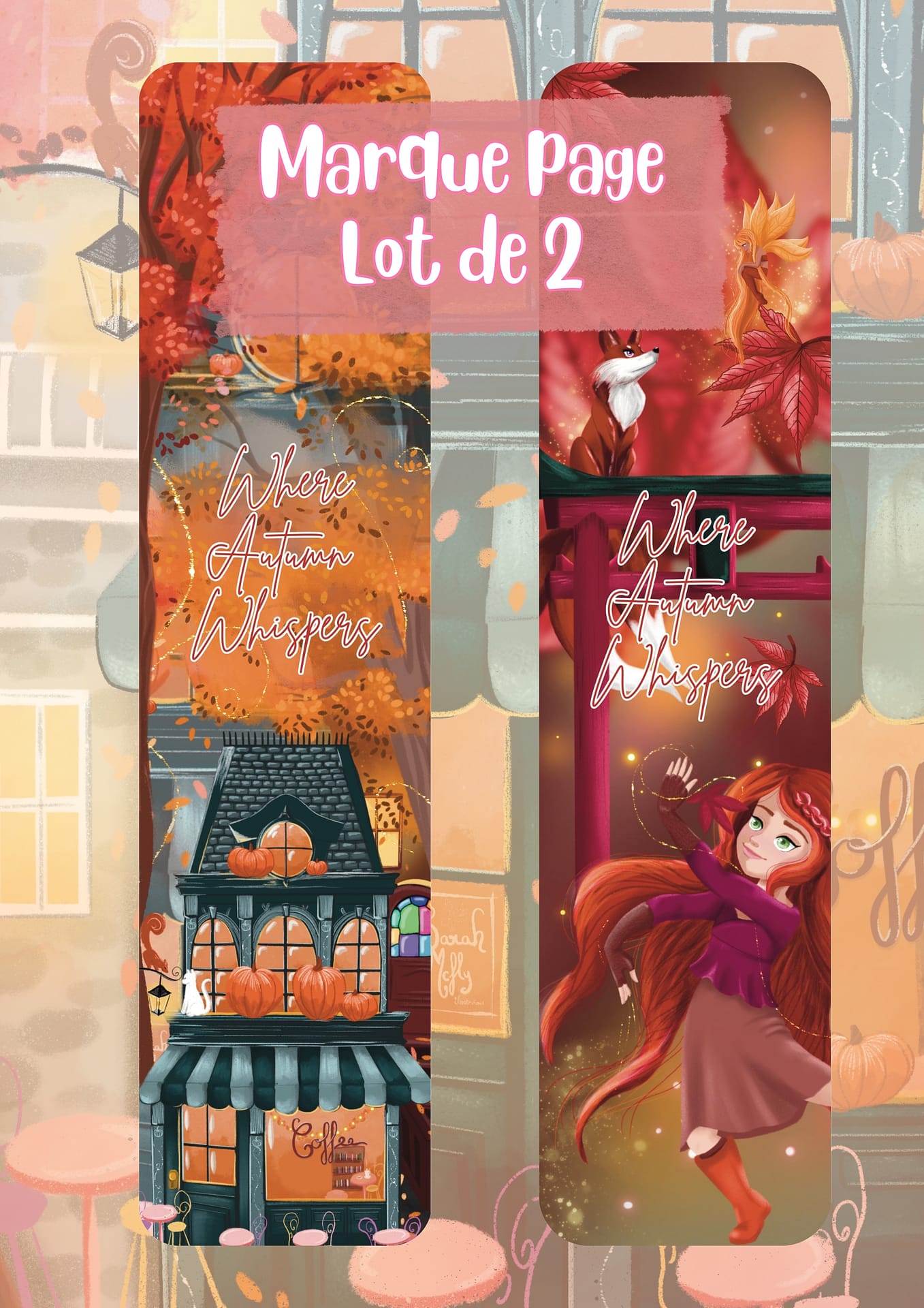 Marque page "Where Autumn Whispers" lot de 2